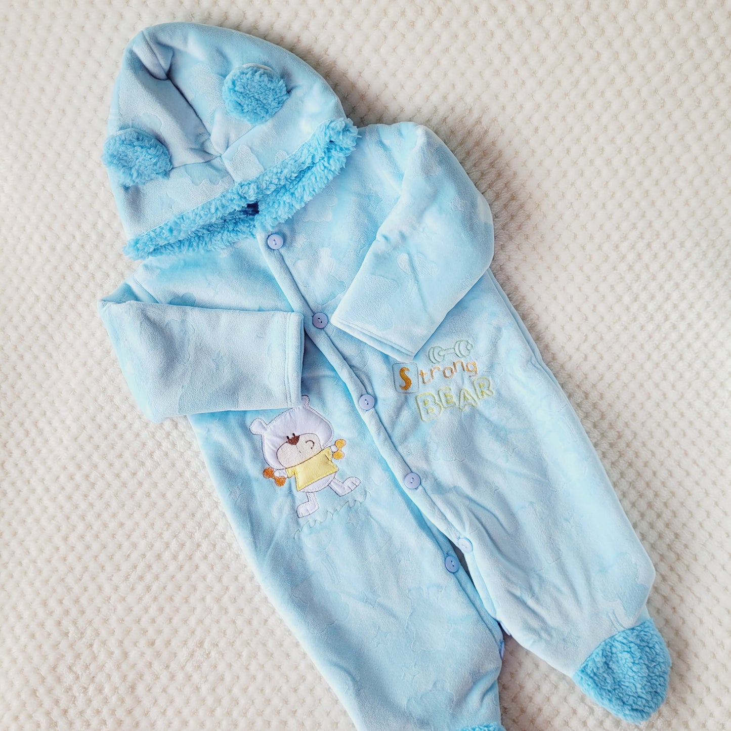 Enterizo Plush Labrado Carnero - Celeste