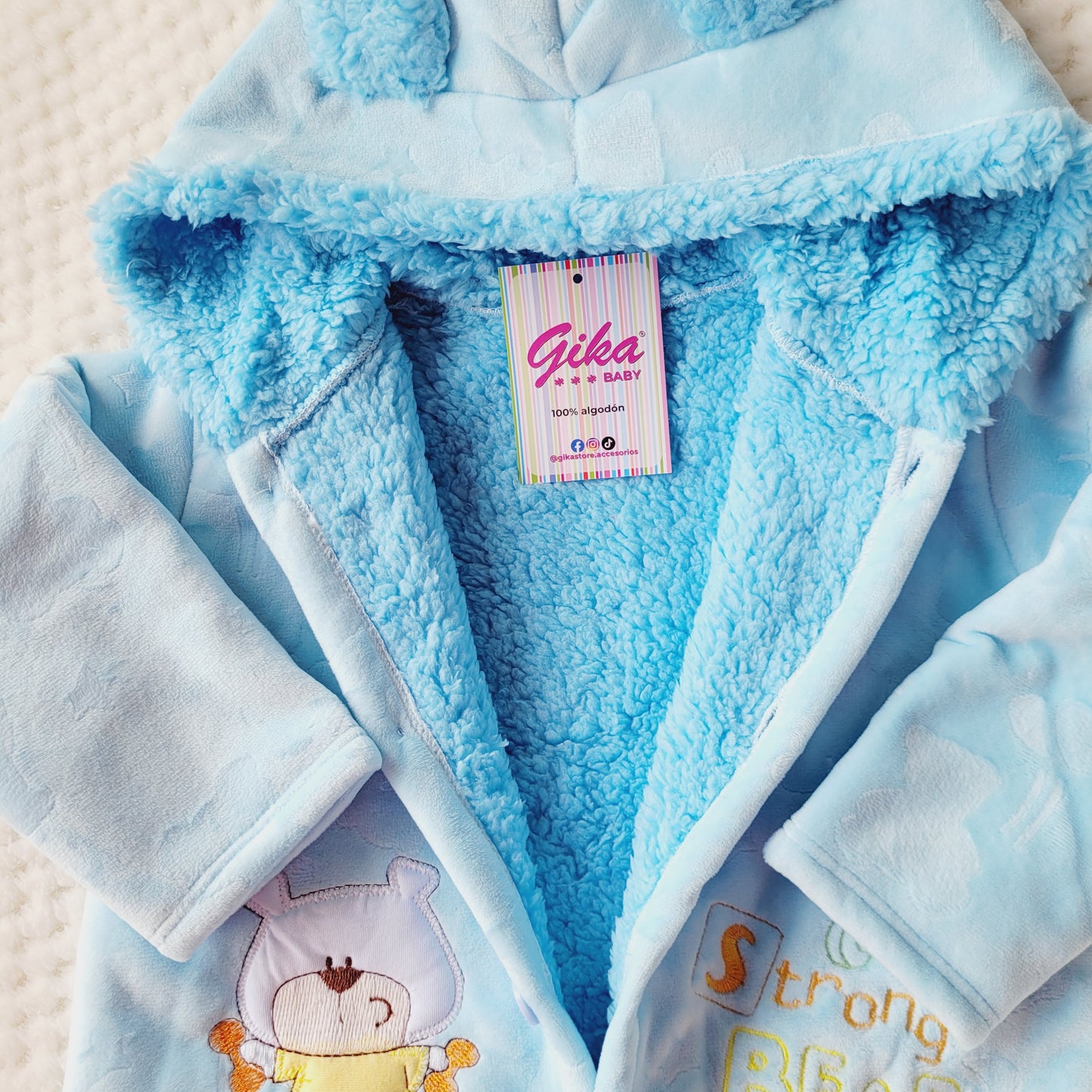 Enterizo Plush Labrado Carnero - Celeste