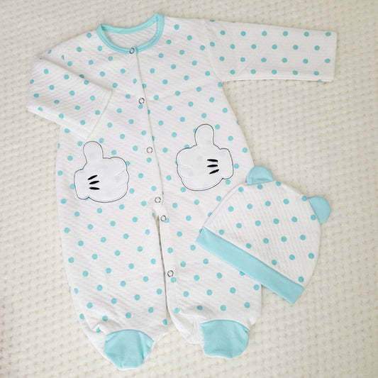 Enterizo Jacquard Little Hands - Celeste
