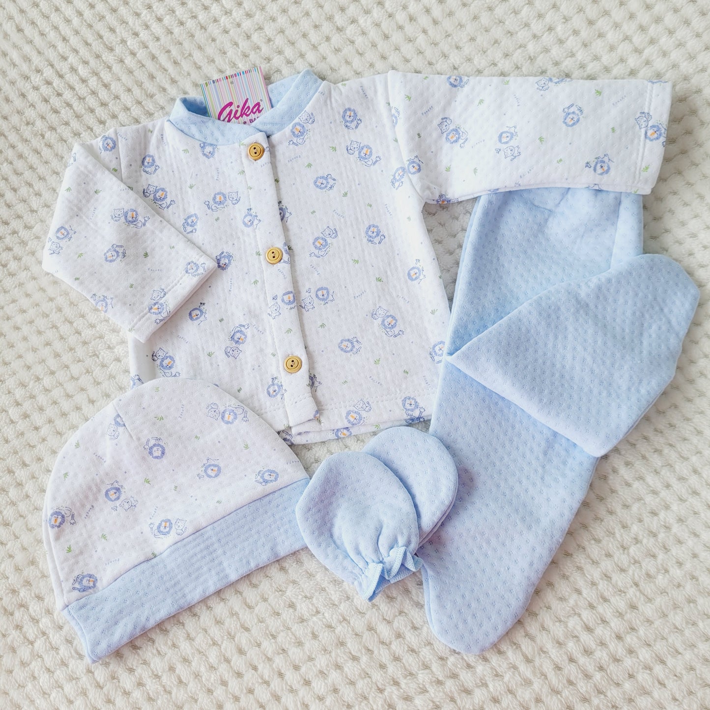 Ajuar Jacquard Estampado - Celeste