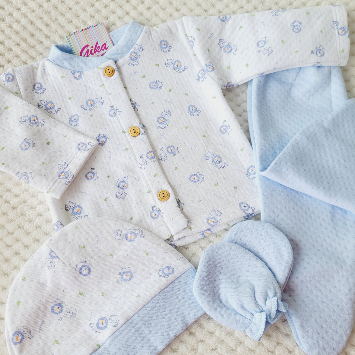 Ajuar Jacquard Estampado - Celeste