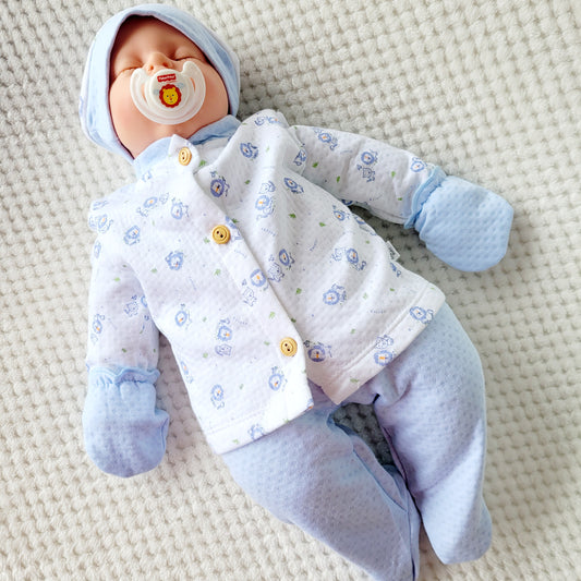 Ajuar Jacquard Estampado - Celeste